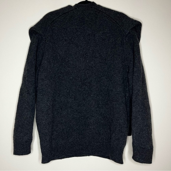 Zara 100% Wool Oversized Preppy Knotted Charcoal Grey Warm Cozy Sweater Cardigan - Picture 12 of 12